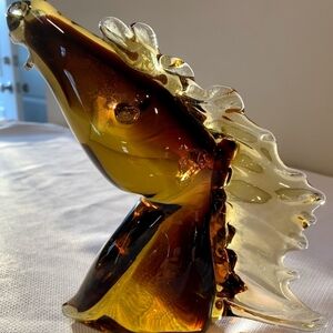Murano Amber and Brown Glass Art Sculpture